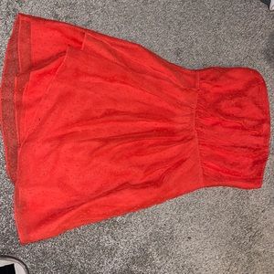 Layered coral strapless layered dress